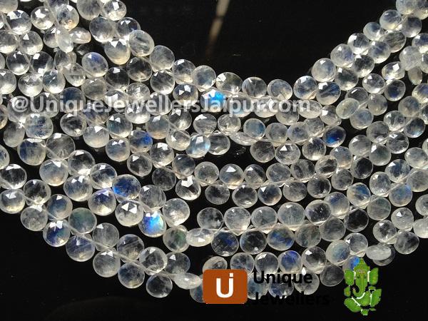 White Rainbow Faceted Heart Beads